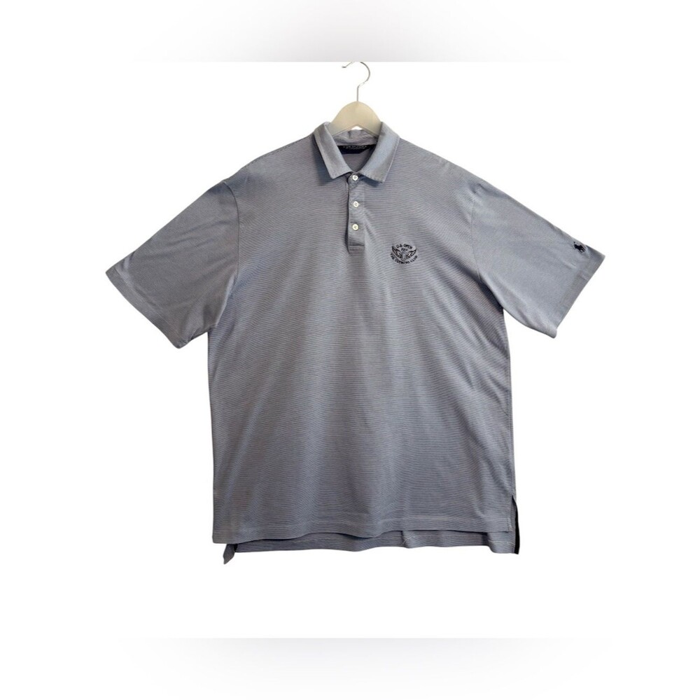 Polo Golf Ralph Lauren US Open 2012 Men's Blue Striped Short-Sleeve Cotton Large